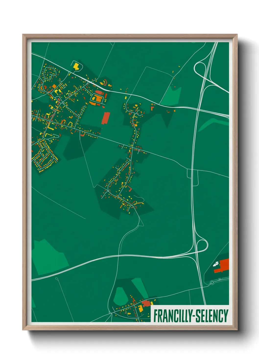 Une affiche de carte sur Francilly-Selency