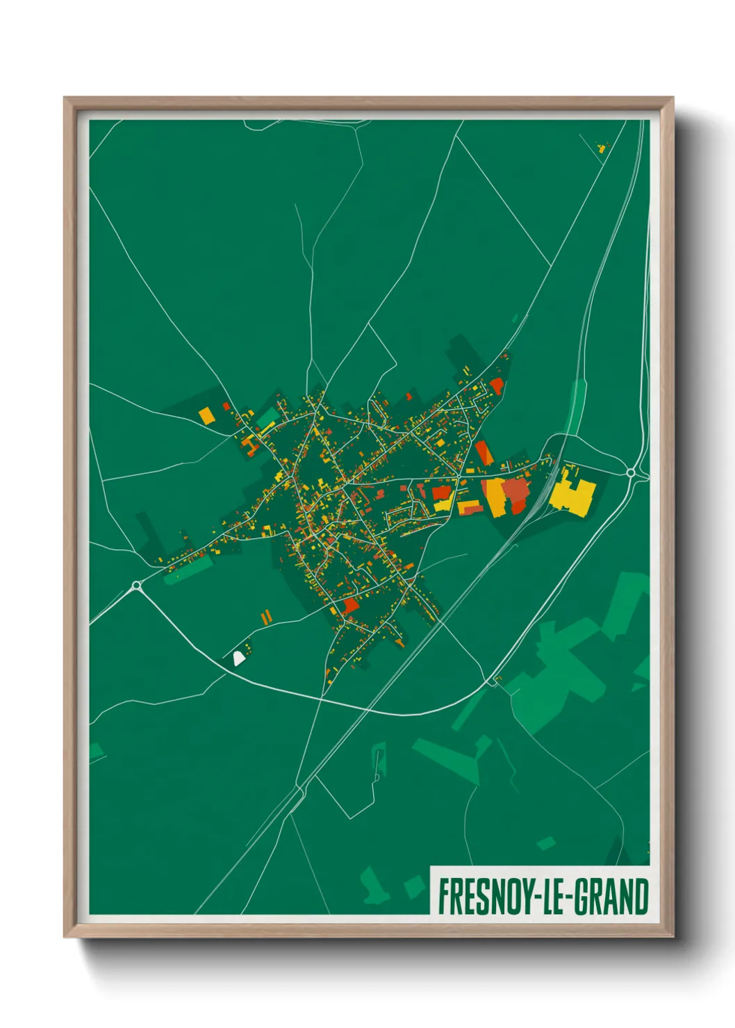 Une affiche de carte sur Fresnoy-le-Grand