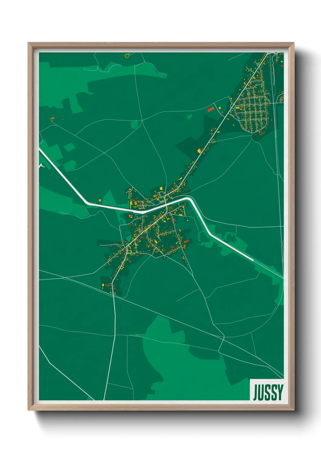 Une affiche de carte sur Jussy