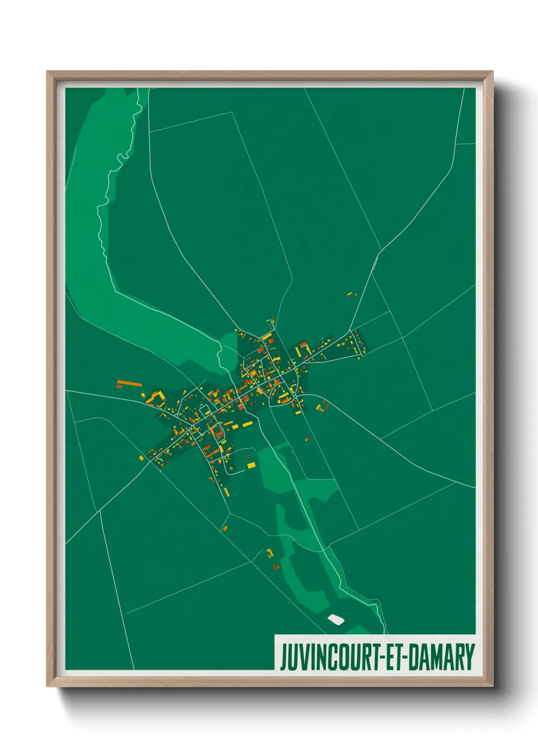 Une affiche de carte sur Juvincourt-et-Damary