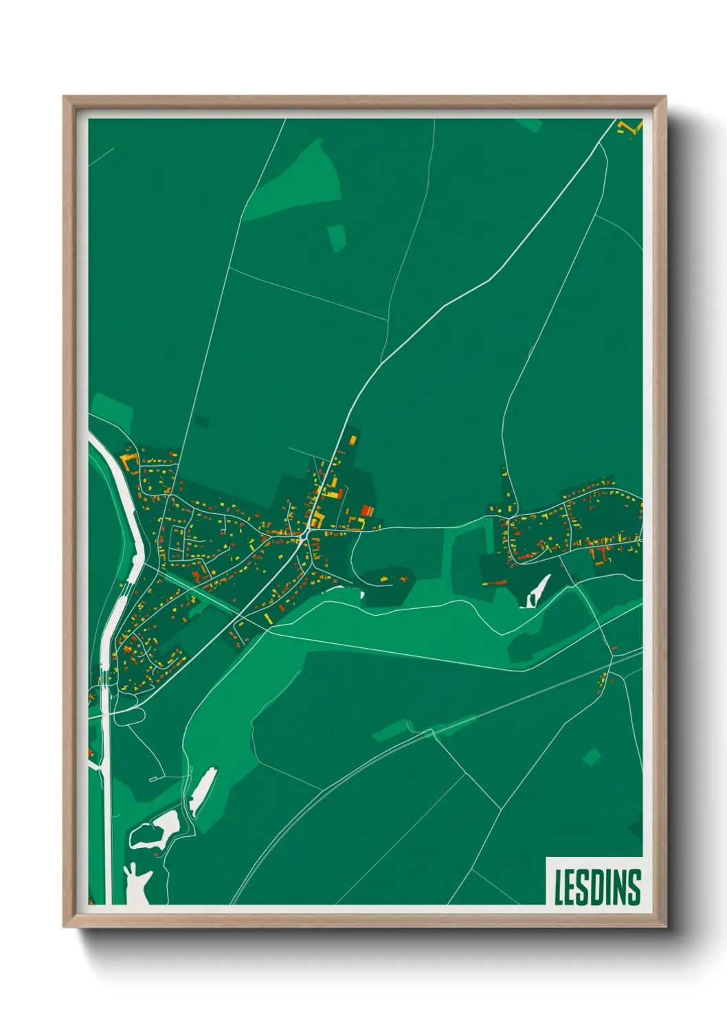 Une affiche de carte sur Lesdins