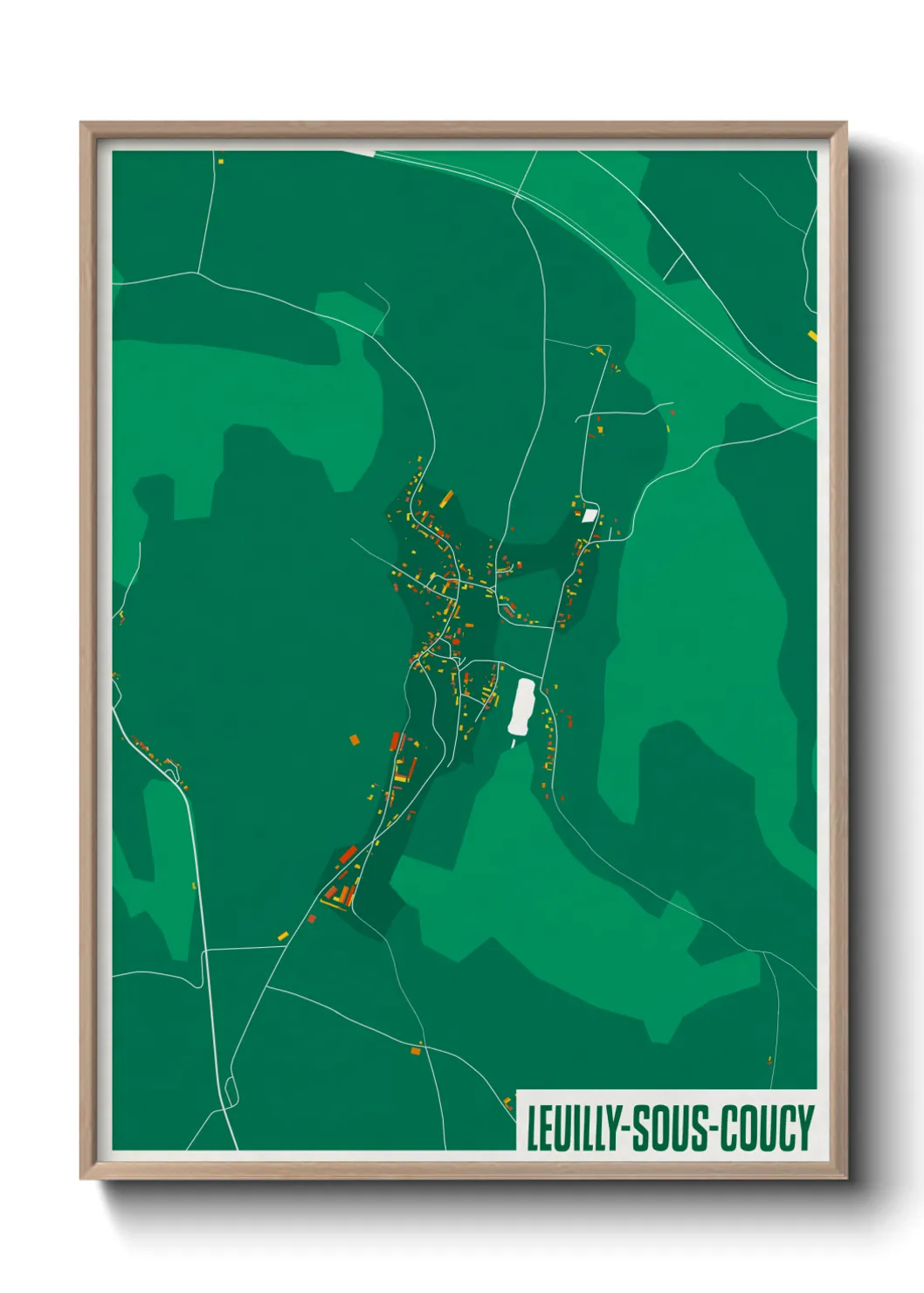 Une affiche de carte sur Leuilly-sous-Coucy