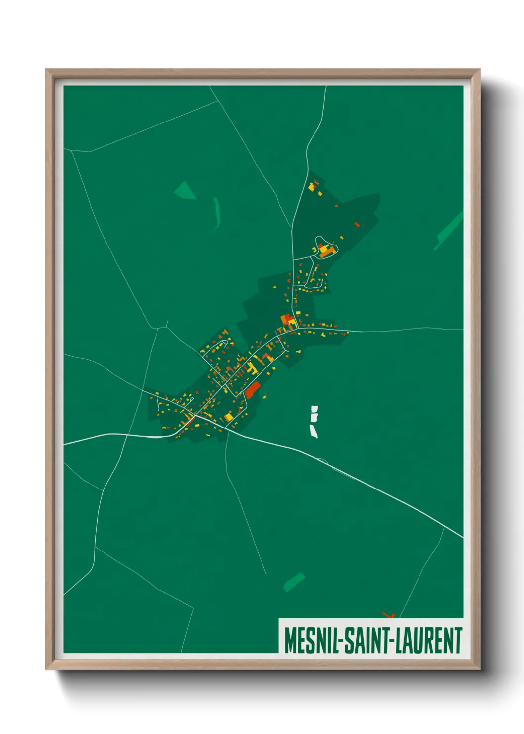 Une affiche de carte sur Mesnil-Saint-Laurent