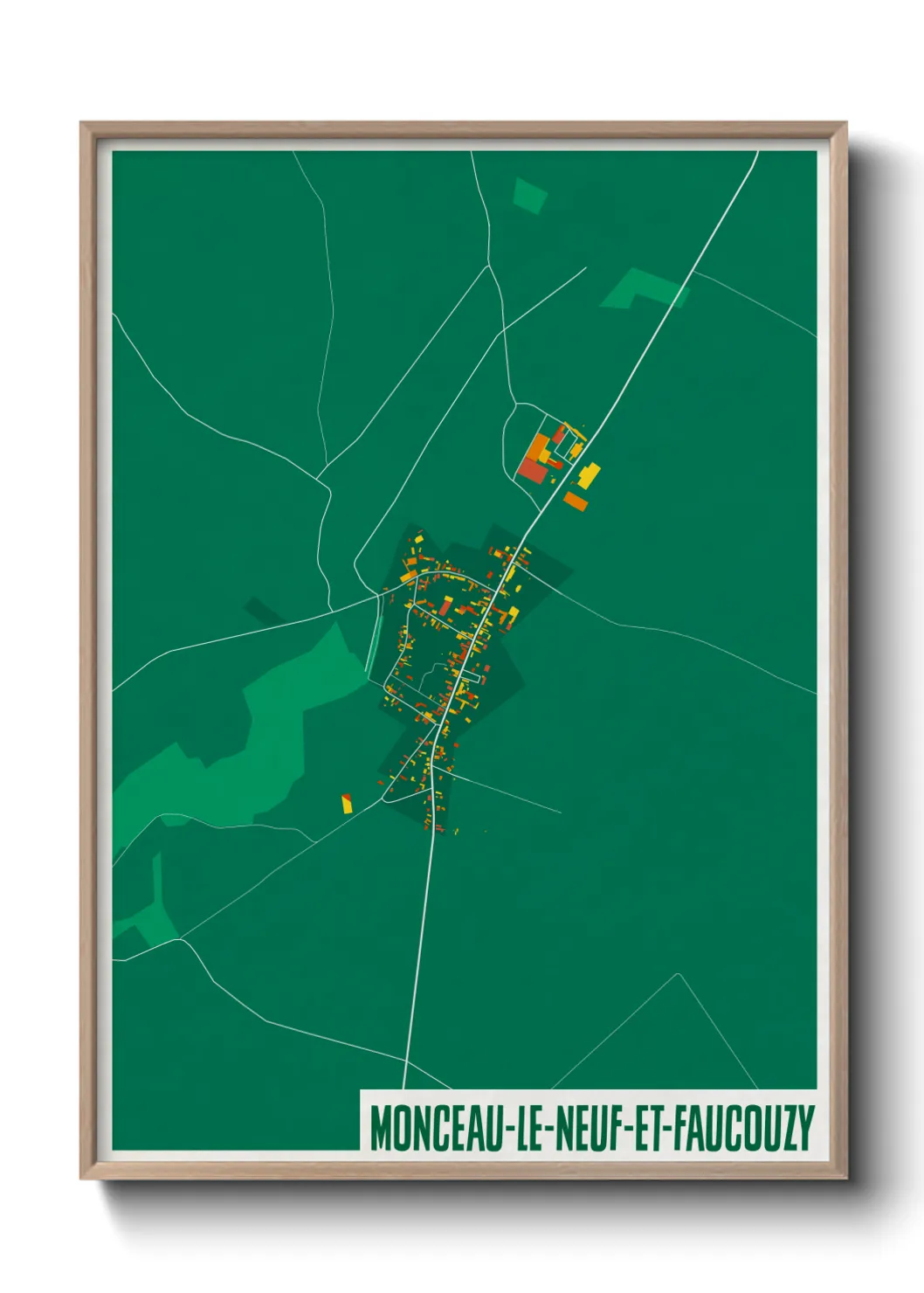 Une affiche de carte sur Monceau-le-Neuf-et-Faucouzy