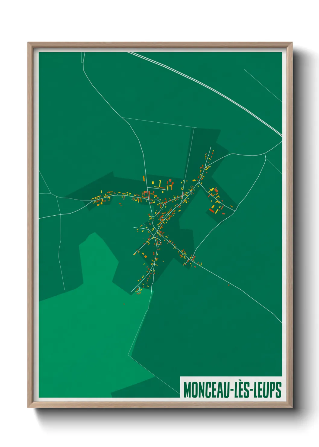 Une affiche de carte sur Monceau-lès-Leups