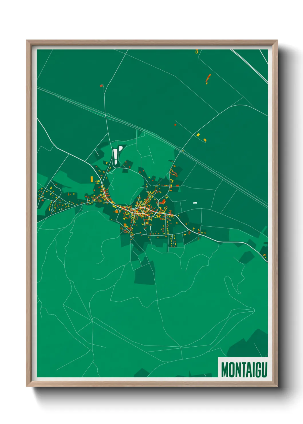 Une affiche de carte sur Montaigu