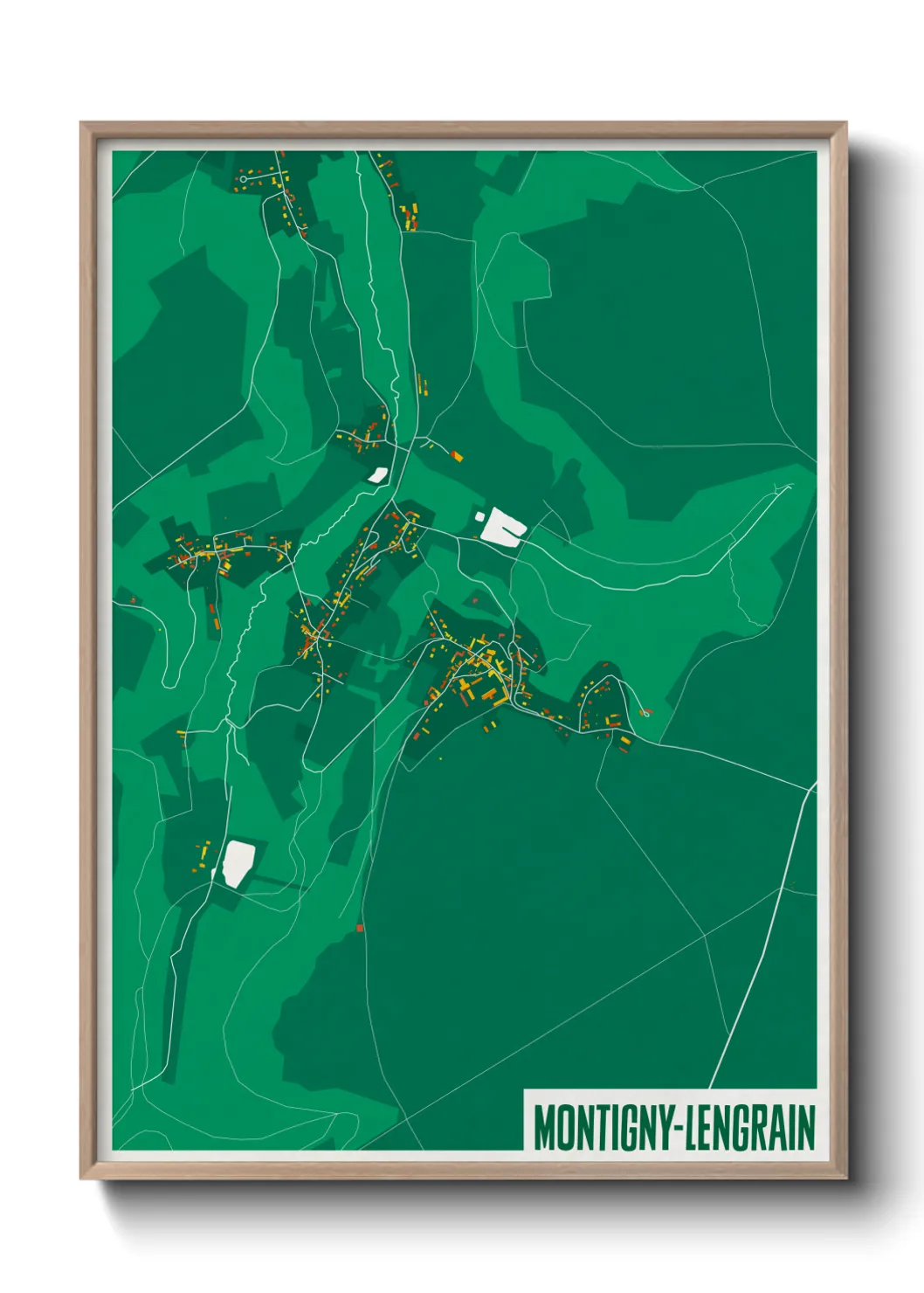 Une affiche de carte sur Montigny-Lengrain