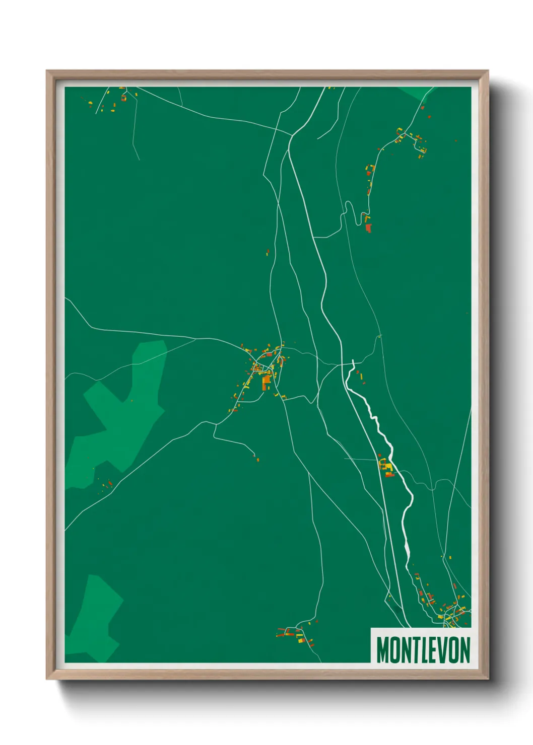 Une affiche de carte sur Montlevon