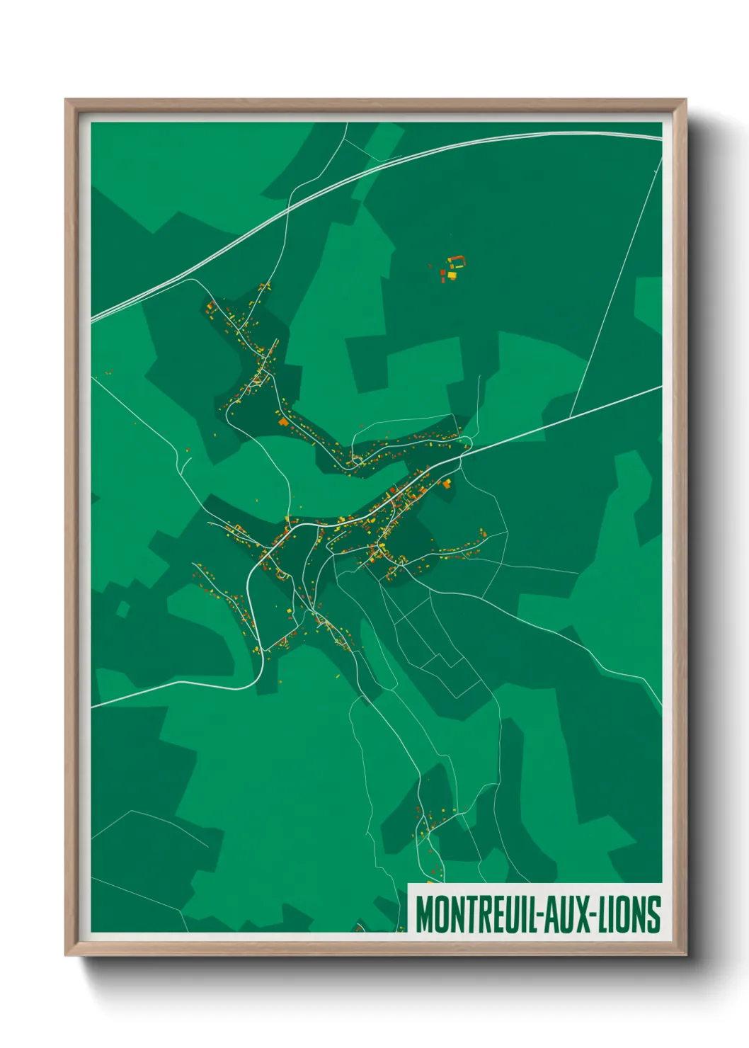 Une affiche de carte sur Montreuil-aux-Lions