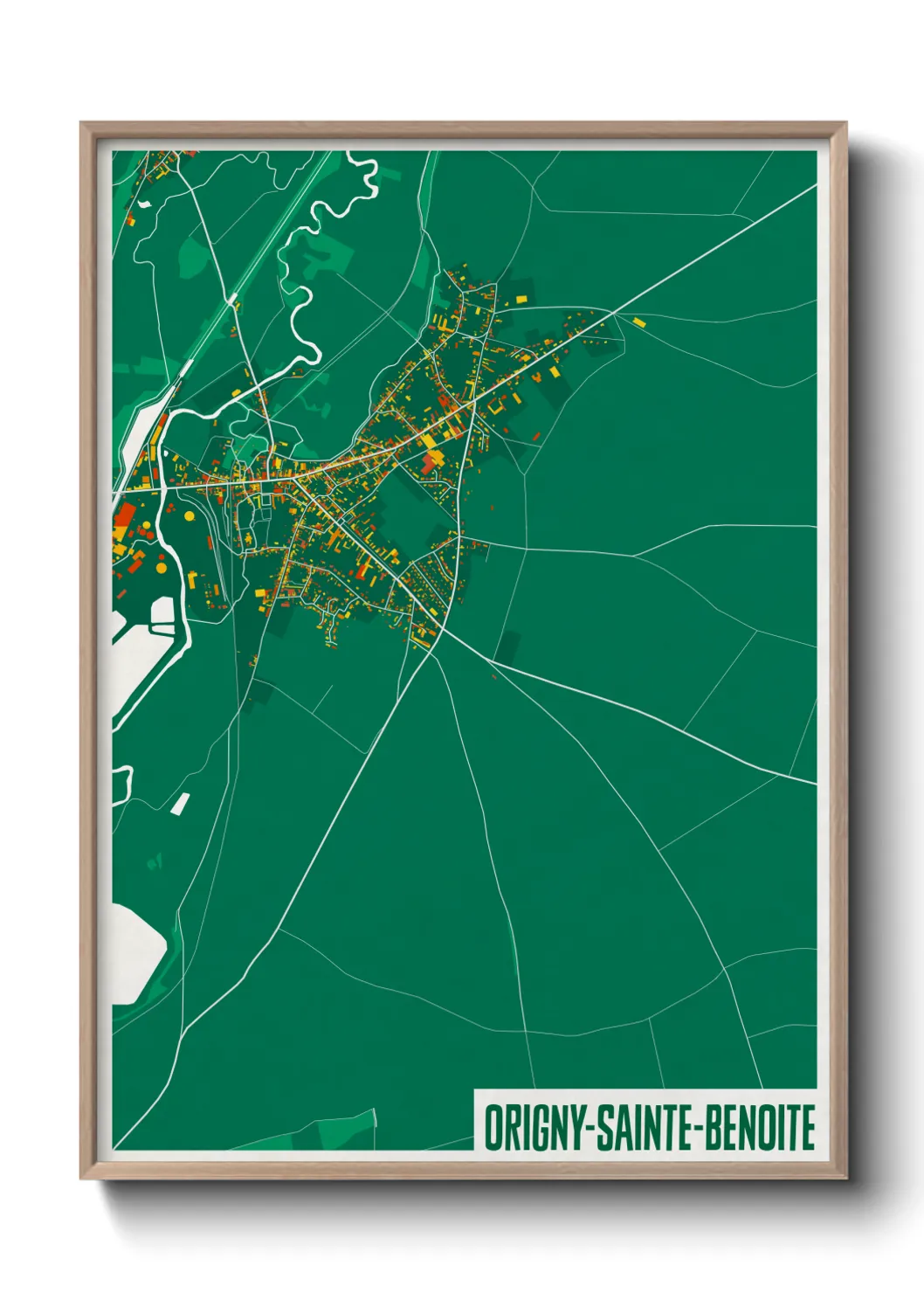 Une affiche de carte sur Origny-Sainte-Benoite
