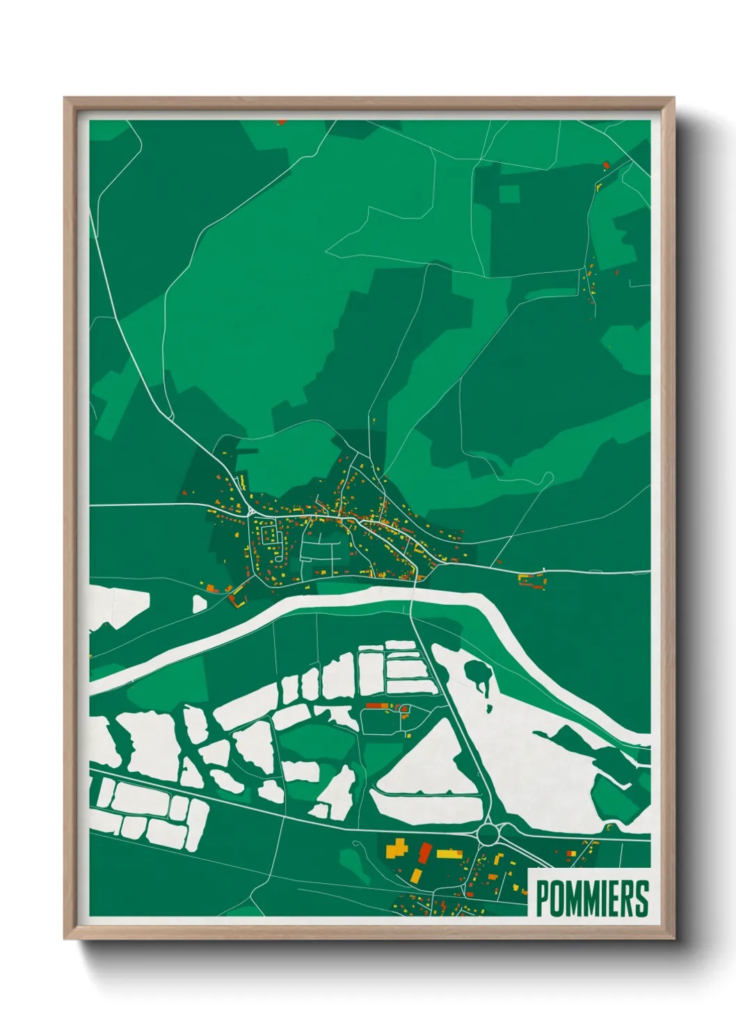 Une affiche de carte sur Pommiers