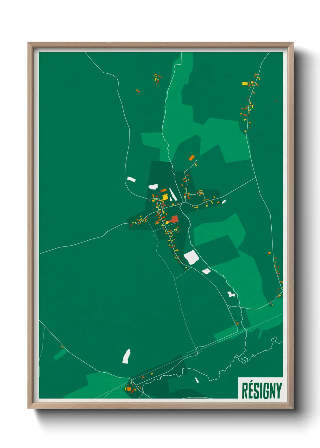 Une affiche de carte sur Résigny