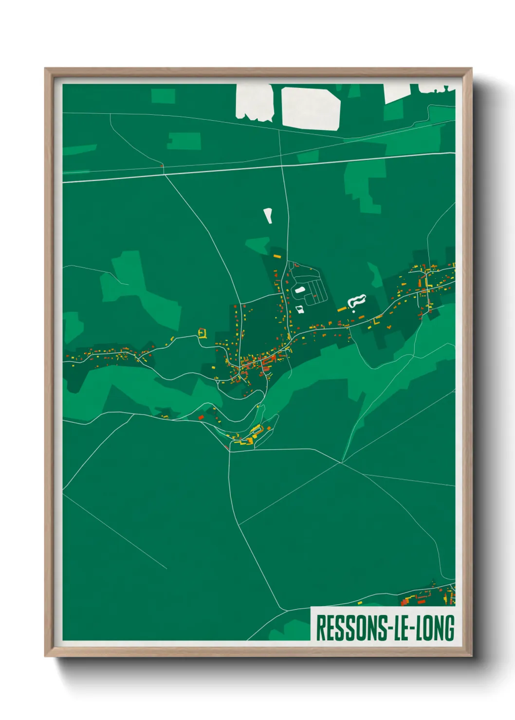 Une affiche de carte sur Ressons-le-Long