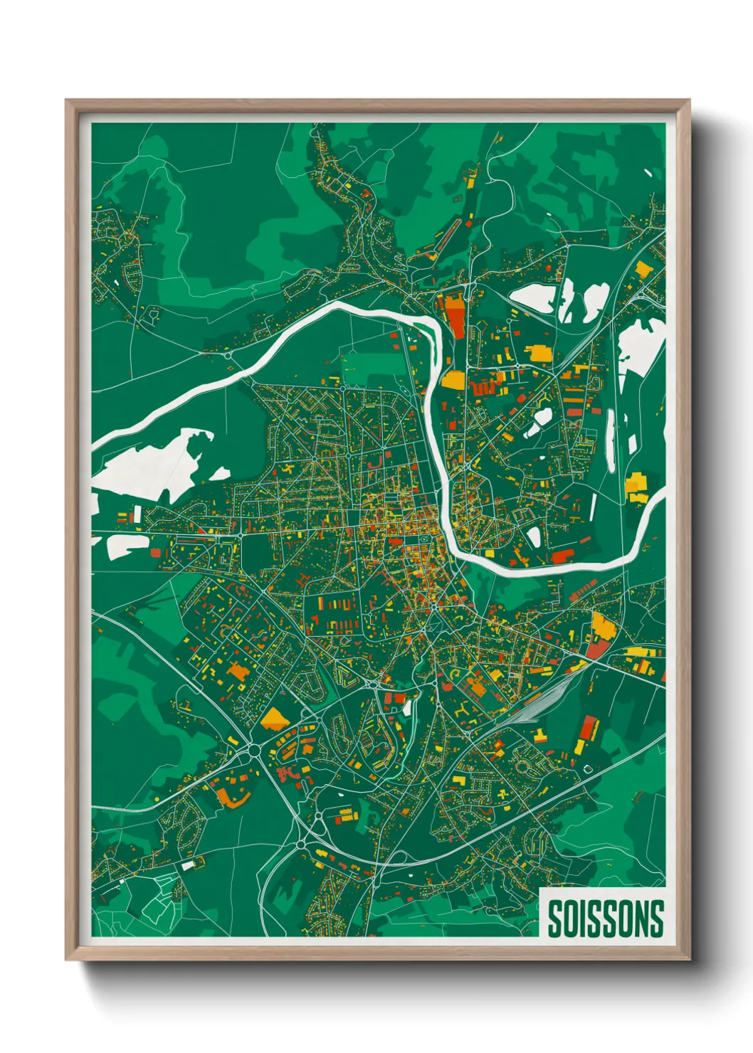 Une affiche de carte sur Soissons