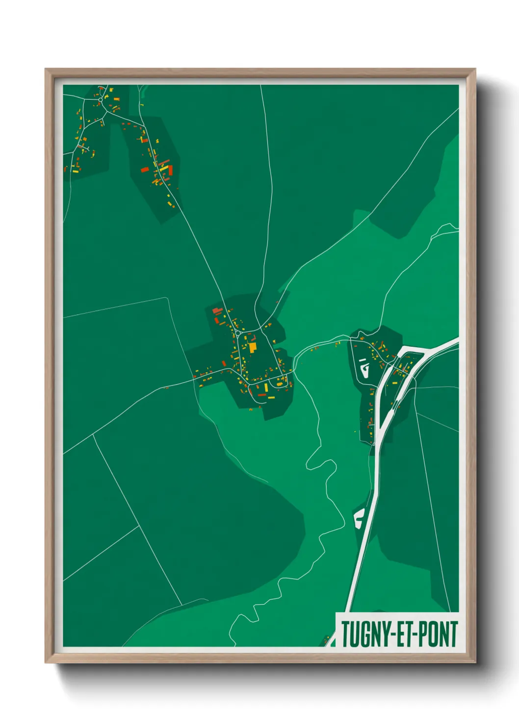 Une affiche de carte sur Tugny-et-Pont