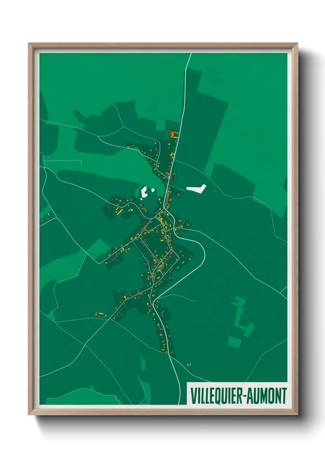 Une affiche de carte sur Villequier-Aumont