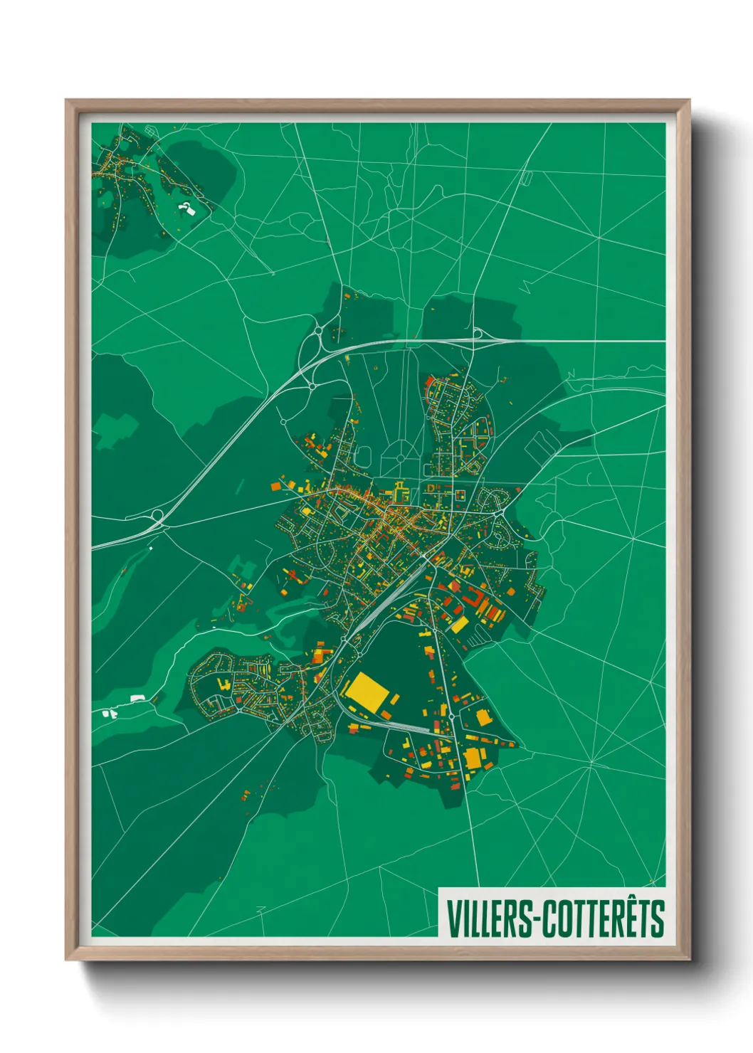 Une affiche de carte sur Villers-Cotterêts