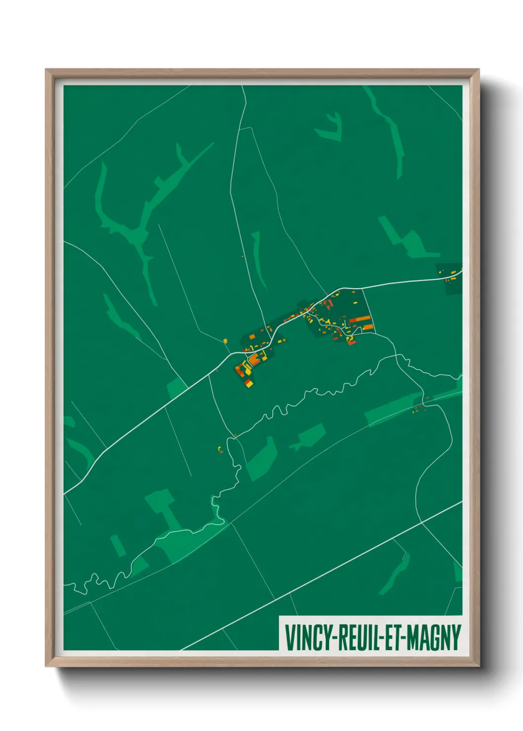 Une affiche de carte sur Vincy-Reuil-et-Magny