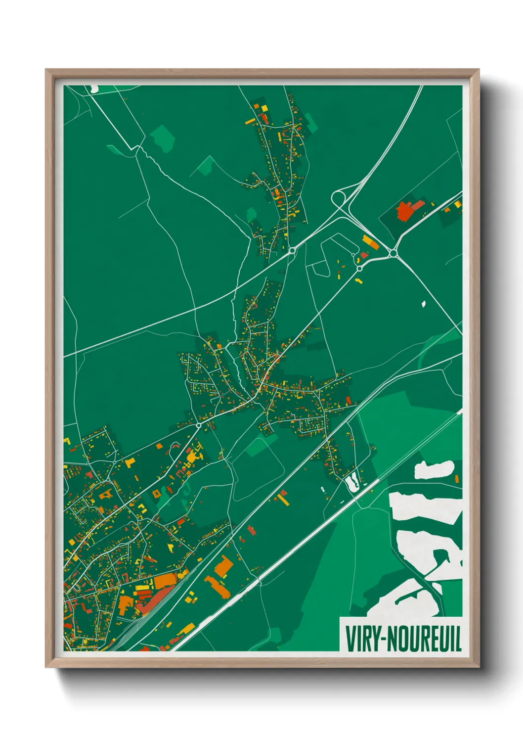 Une affiche de carte sur Viry-Noureuil