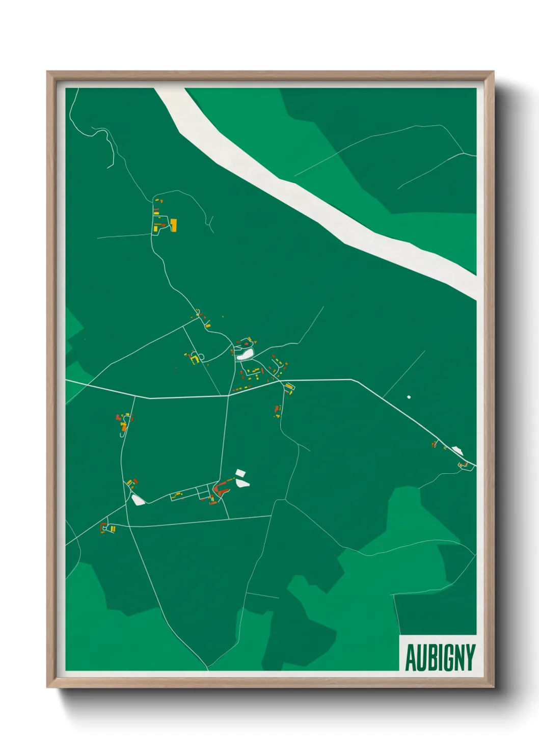 Une affiche de carte sur Aubigny