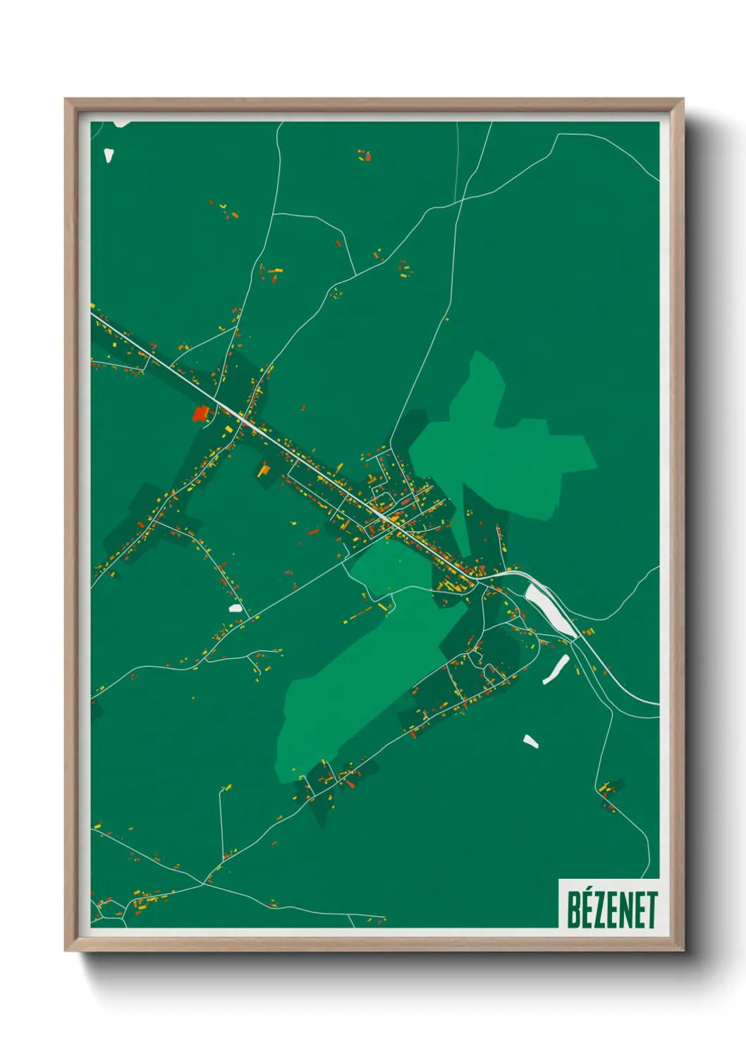 Une affiche de carte sur Bézenet