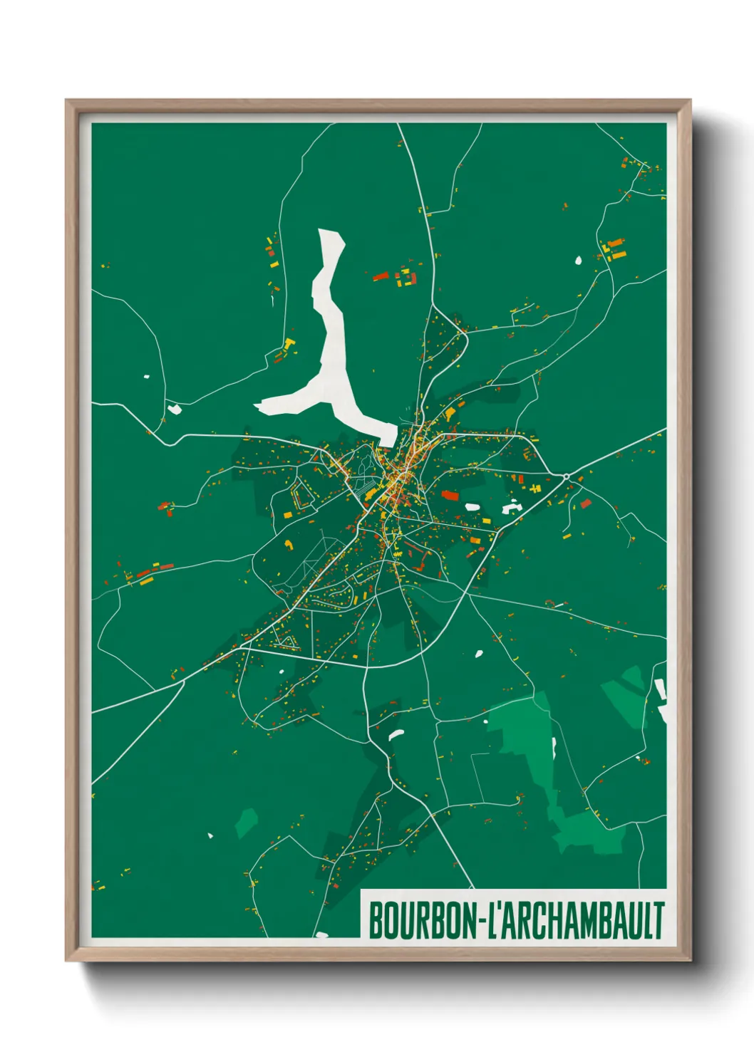 Une affiche de carte sur Bourbon-l'Archambault