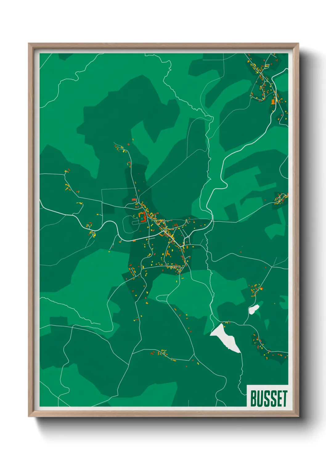 Une affiche de carte sur Busset