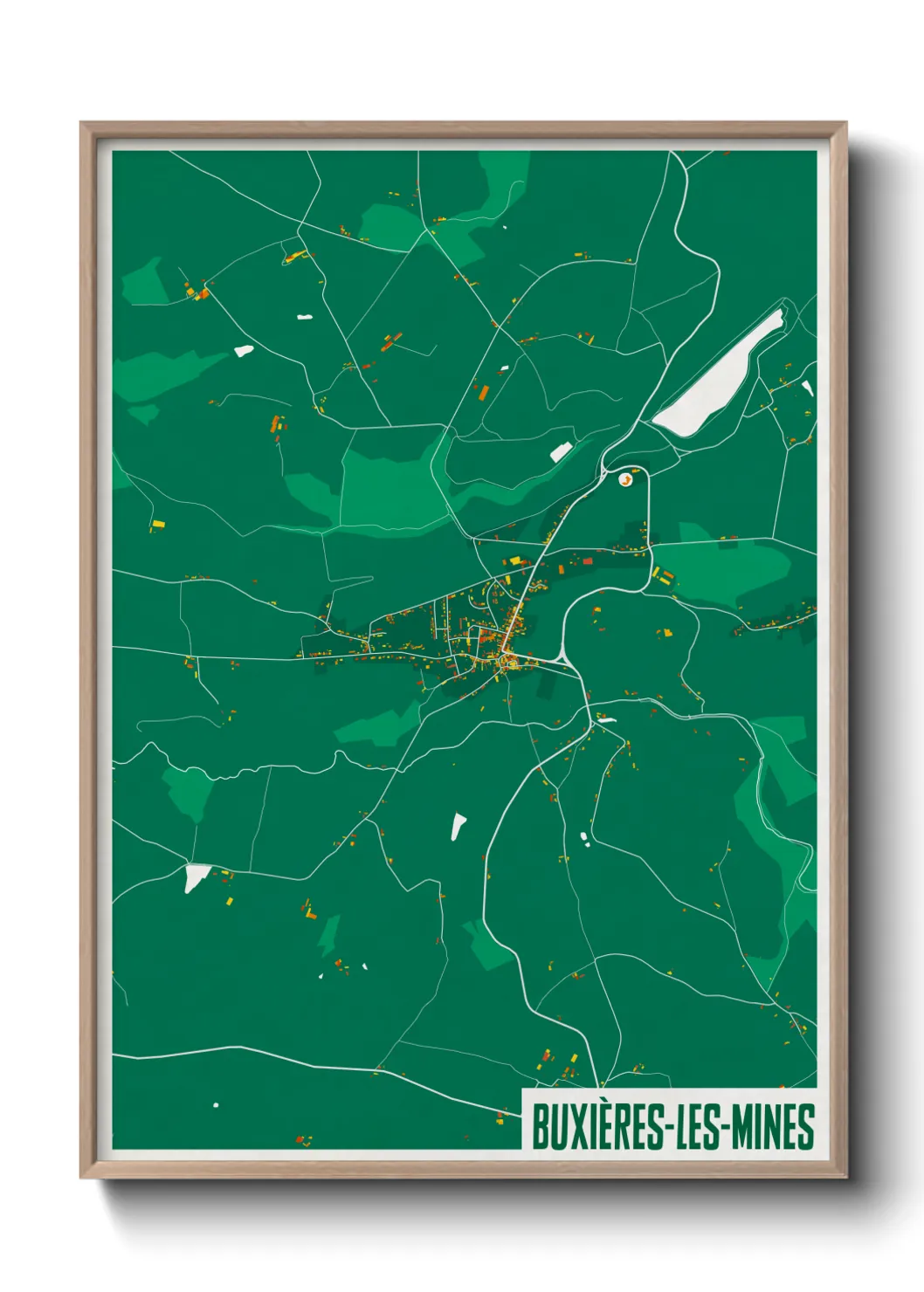 Une affiche de carte sur Buxières-les-Mines