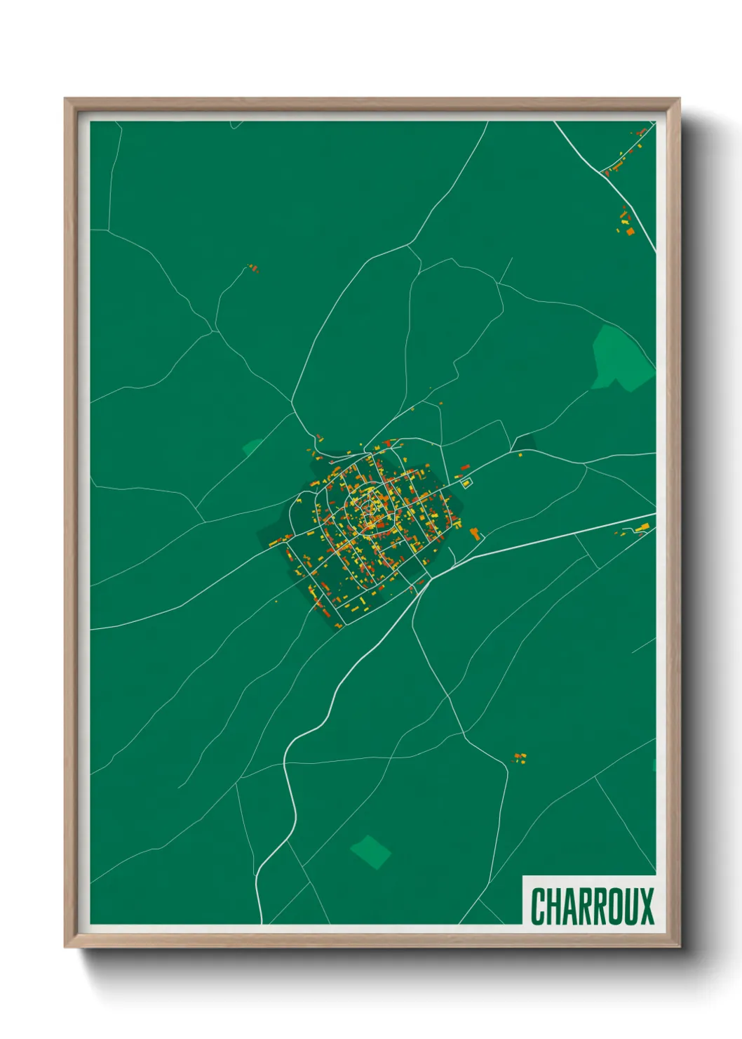 Une affiche de carte sur Charroux
