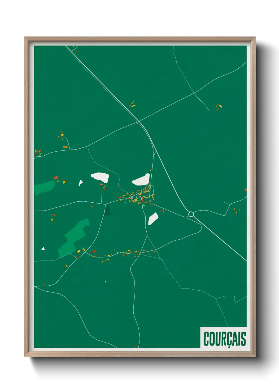 Une affiche de carte sur Courçais