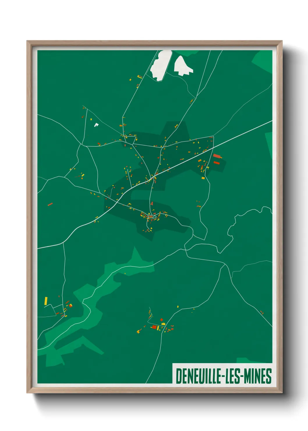 Une affiche de carte sur Deneuille-les-Mines