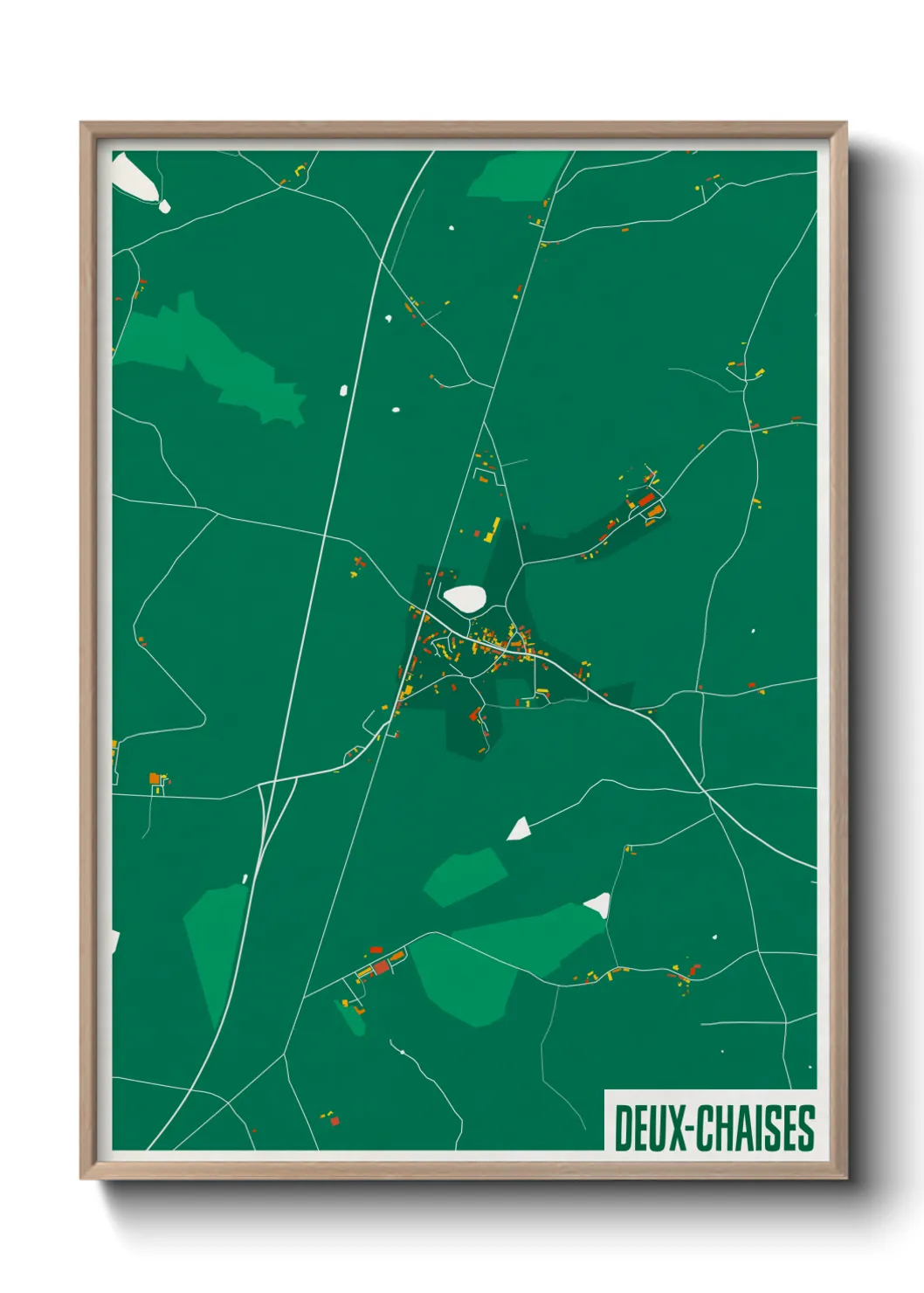 Une affiche de carte sur Deux-Chaises