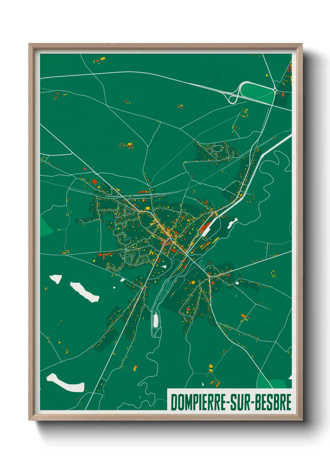Une affiche de carte sur Dompierre-sur-Besbre