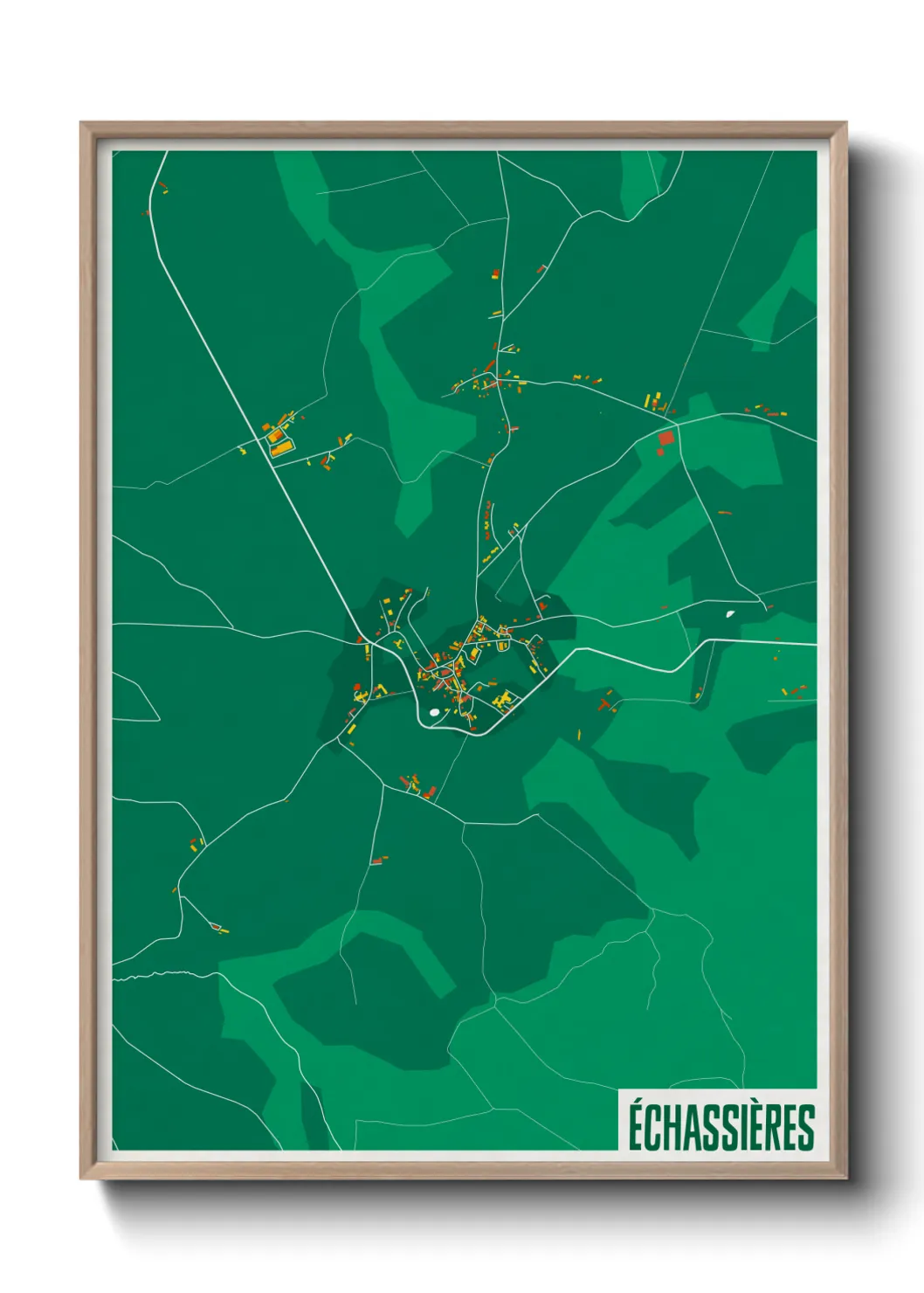 Une affiche de carte sur Échassières