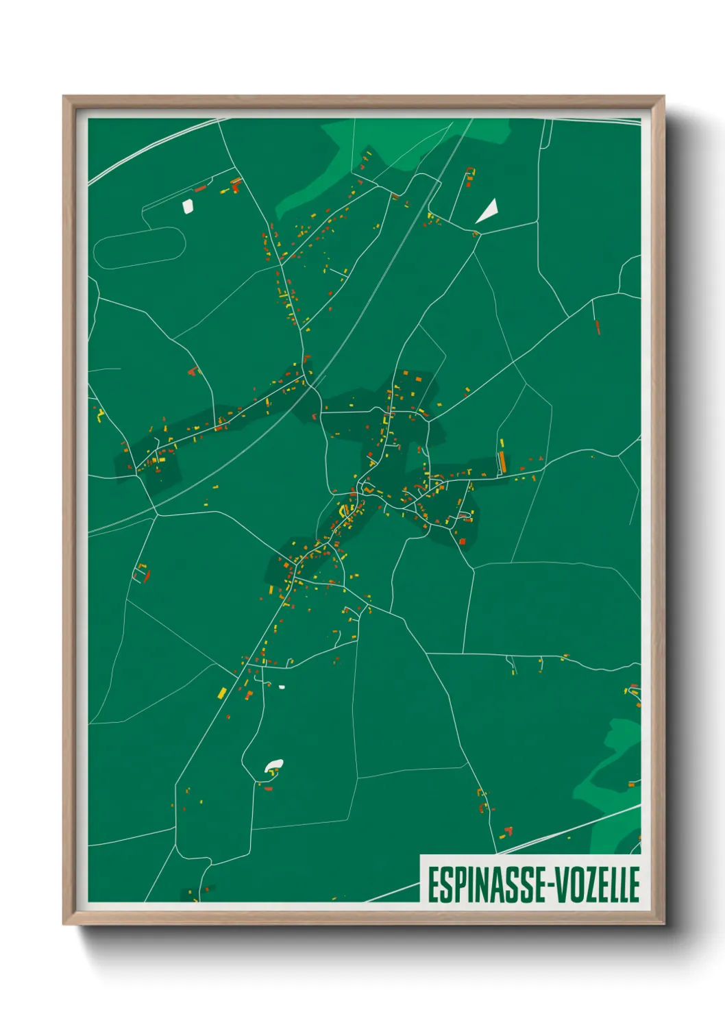 Une affiche de carte sur Espinasse-Vozelle