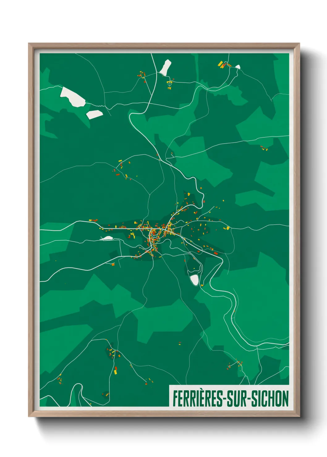 Une affiche de carte sur Ferrières-sur-Sichon