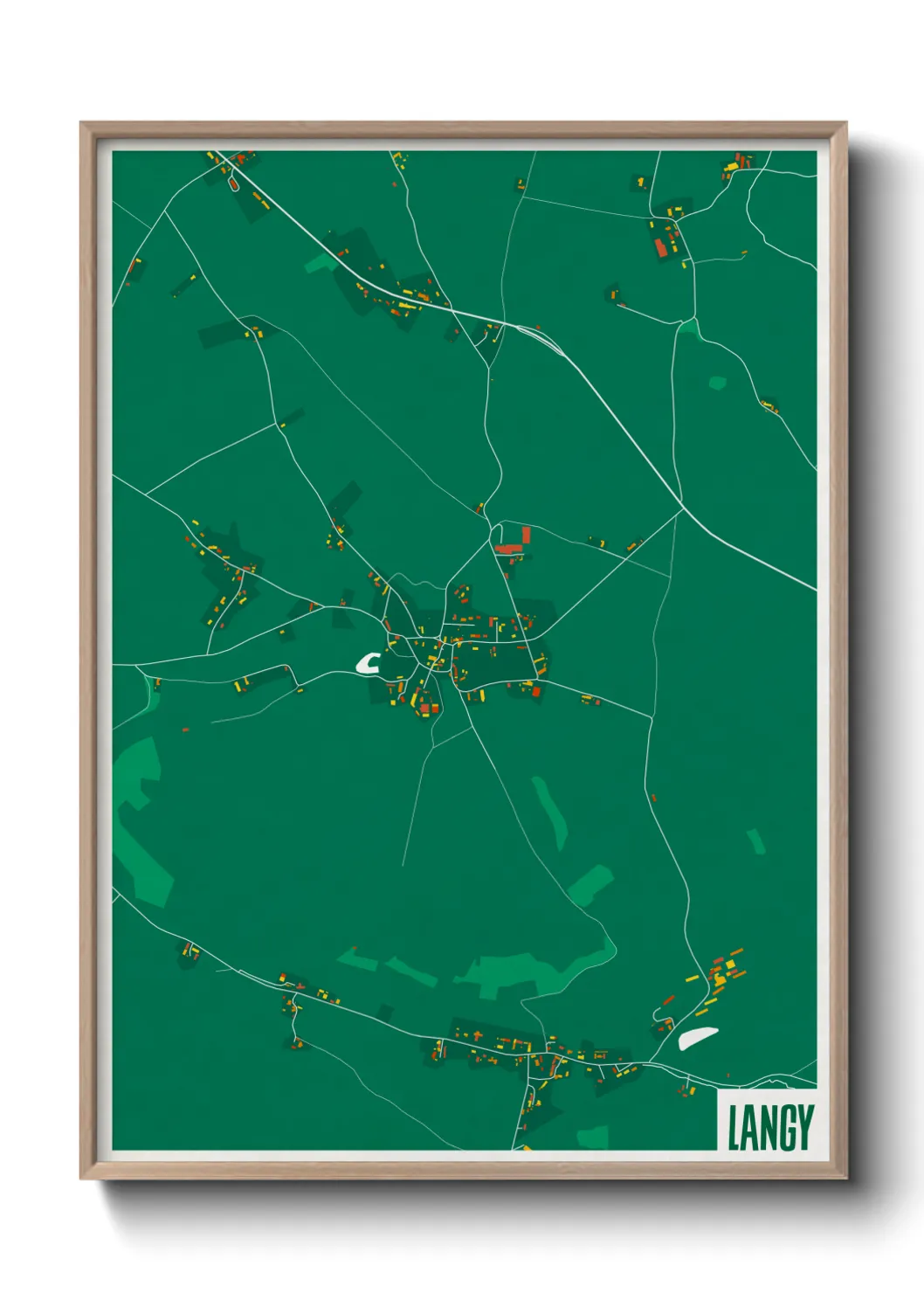 Une affiche de carte sur Langy