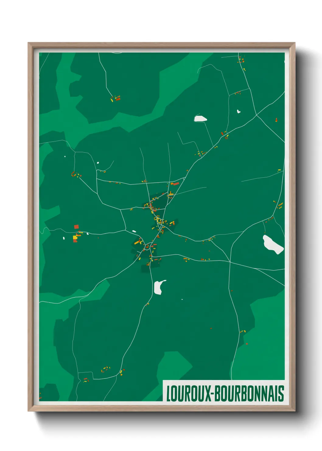 Une affiche de carte sur Louroux-Bourbonnais