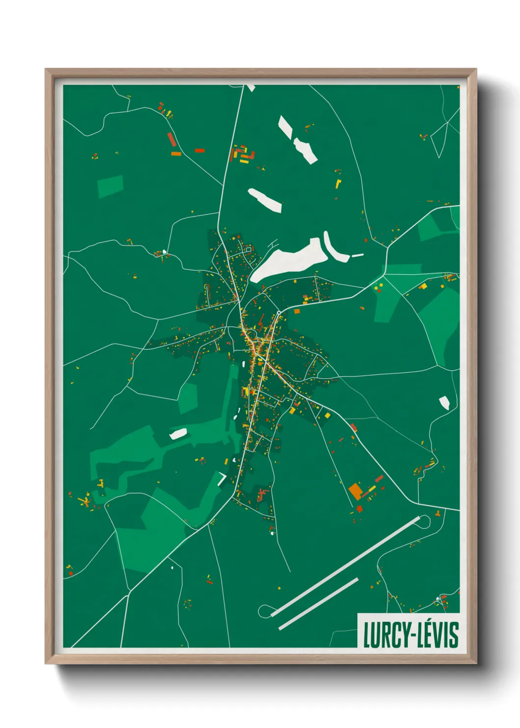 Une affiche de carte sur Lurcy-Lévis