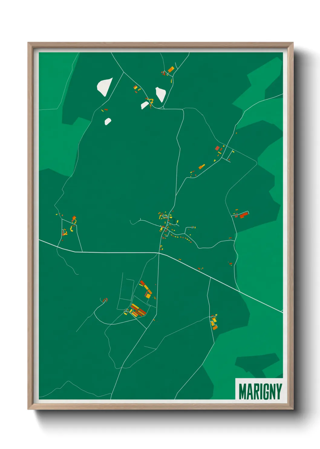 Une affiche de carte sur Marigny
