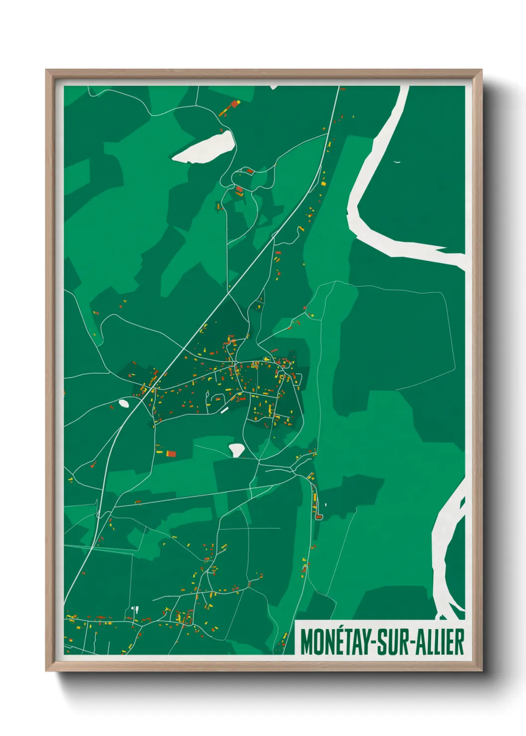 Une affiche de carte sur Monétay-sur-Allier