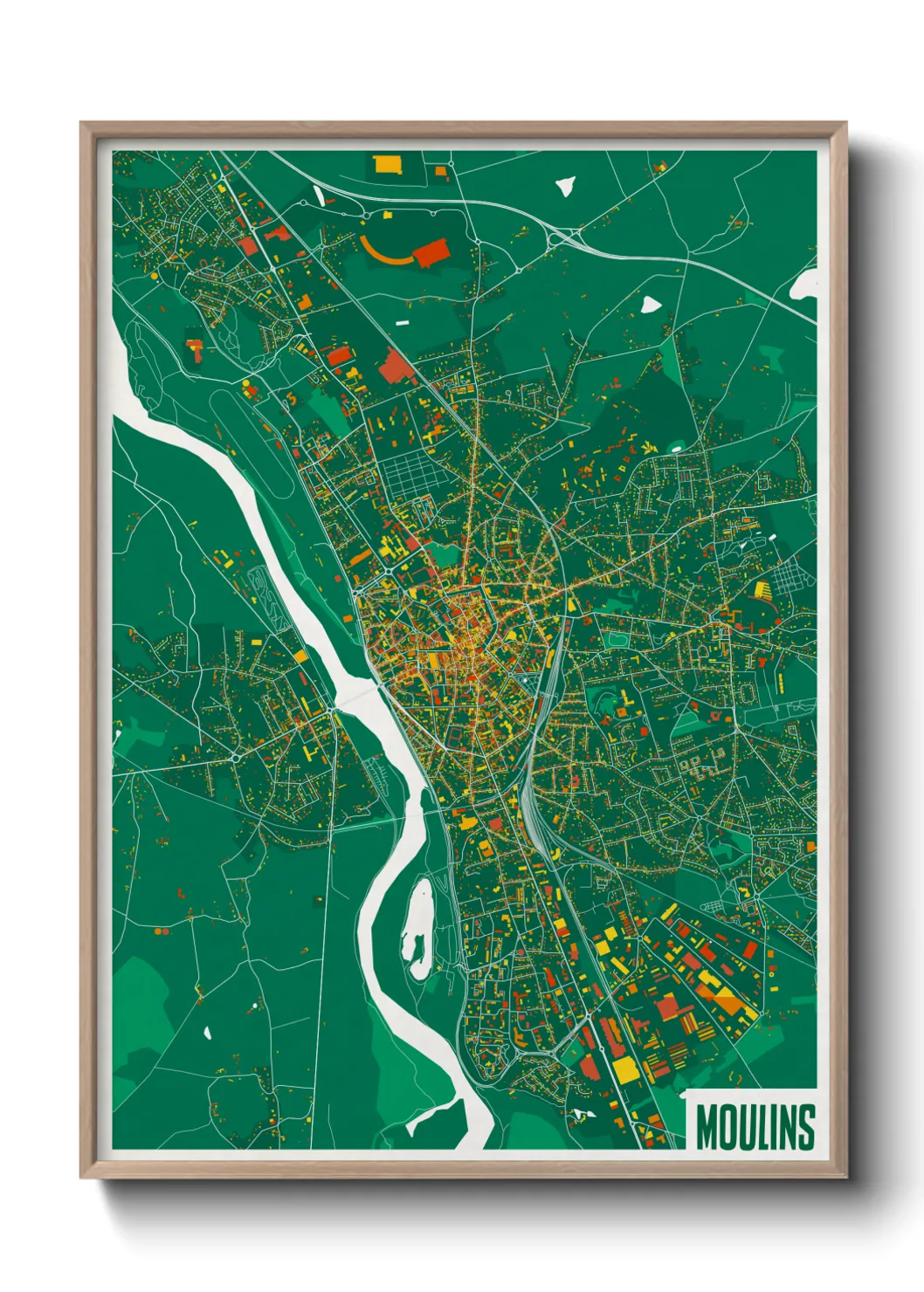 Une affiche de carte sur Moulins