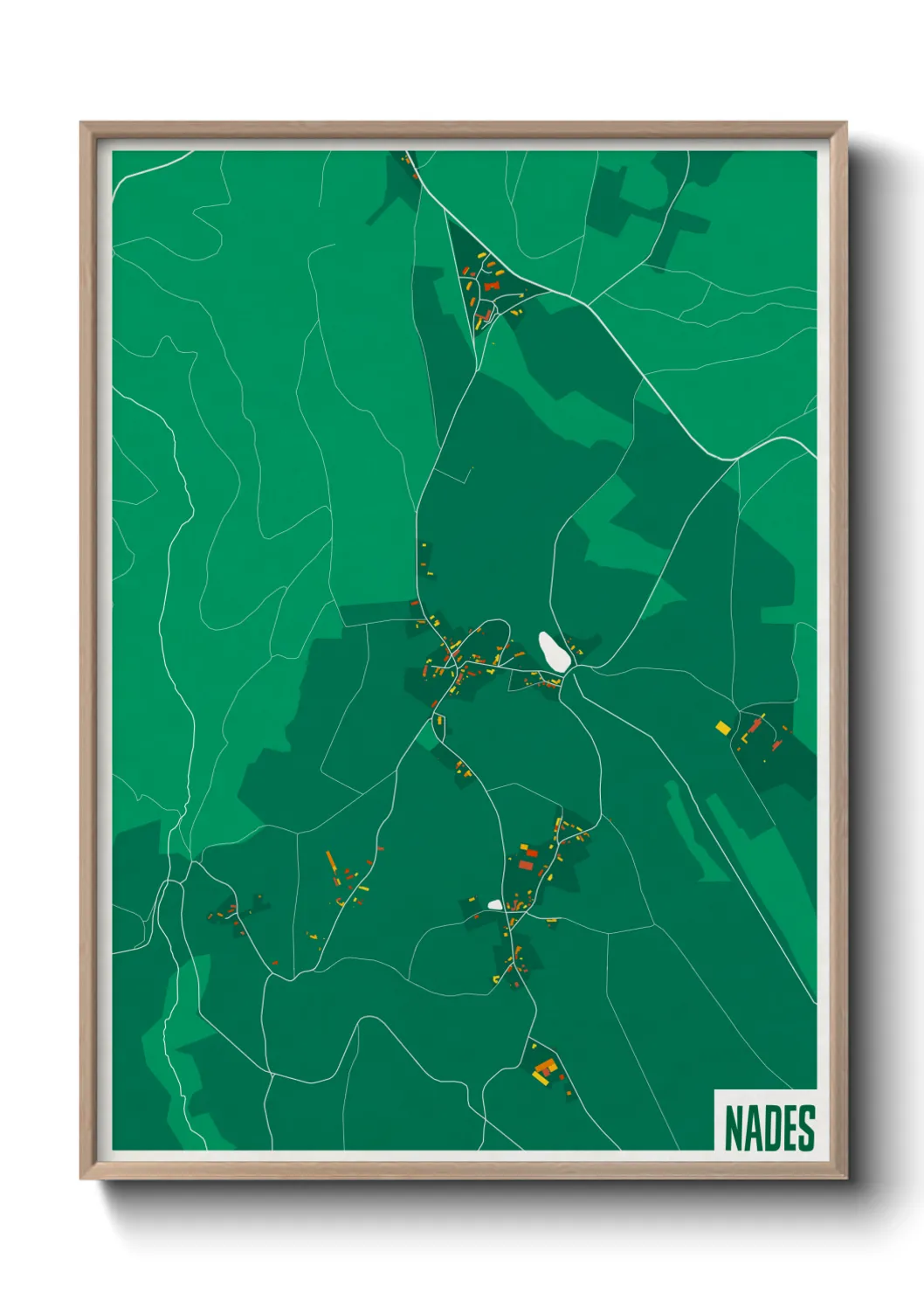 Une affiche de carte sur Nades