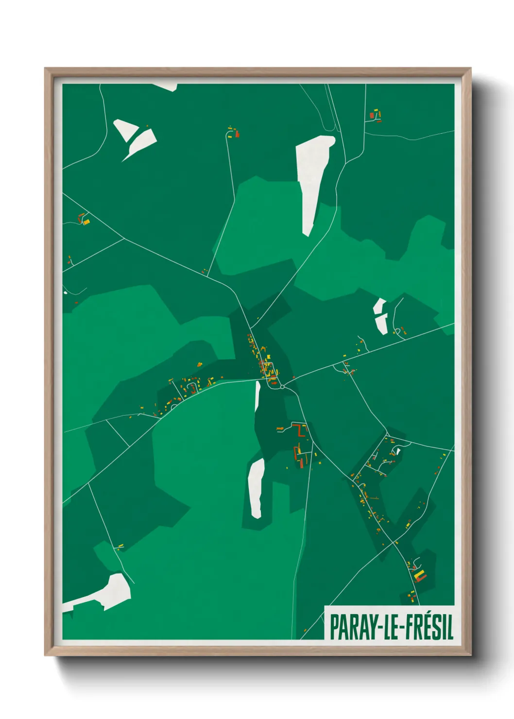 Une affiche de carte sur Paray-le-Frésil