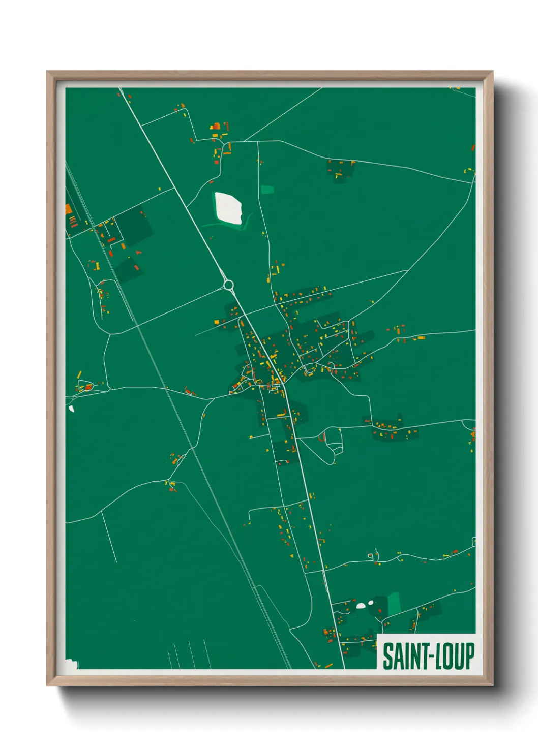 Une affiche de carte sur Saint-Loup
