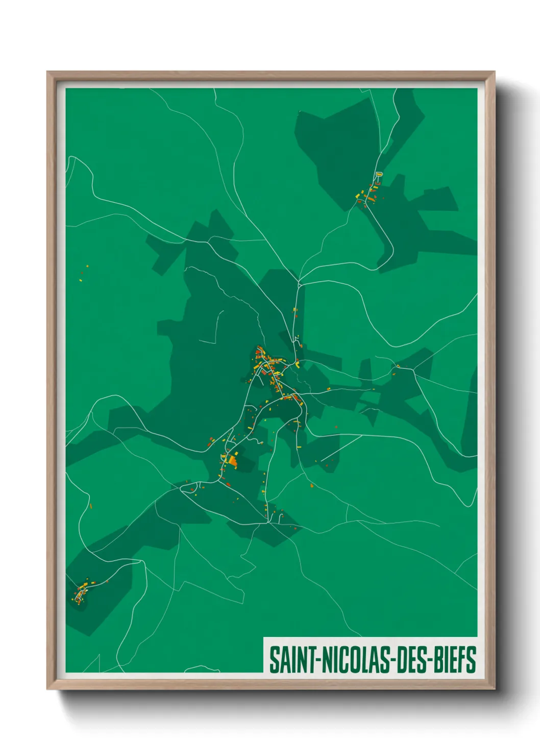 Une affiche de carte sur Saint-Nicolas-des-Biefs