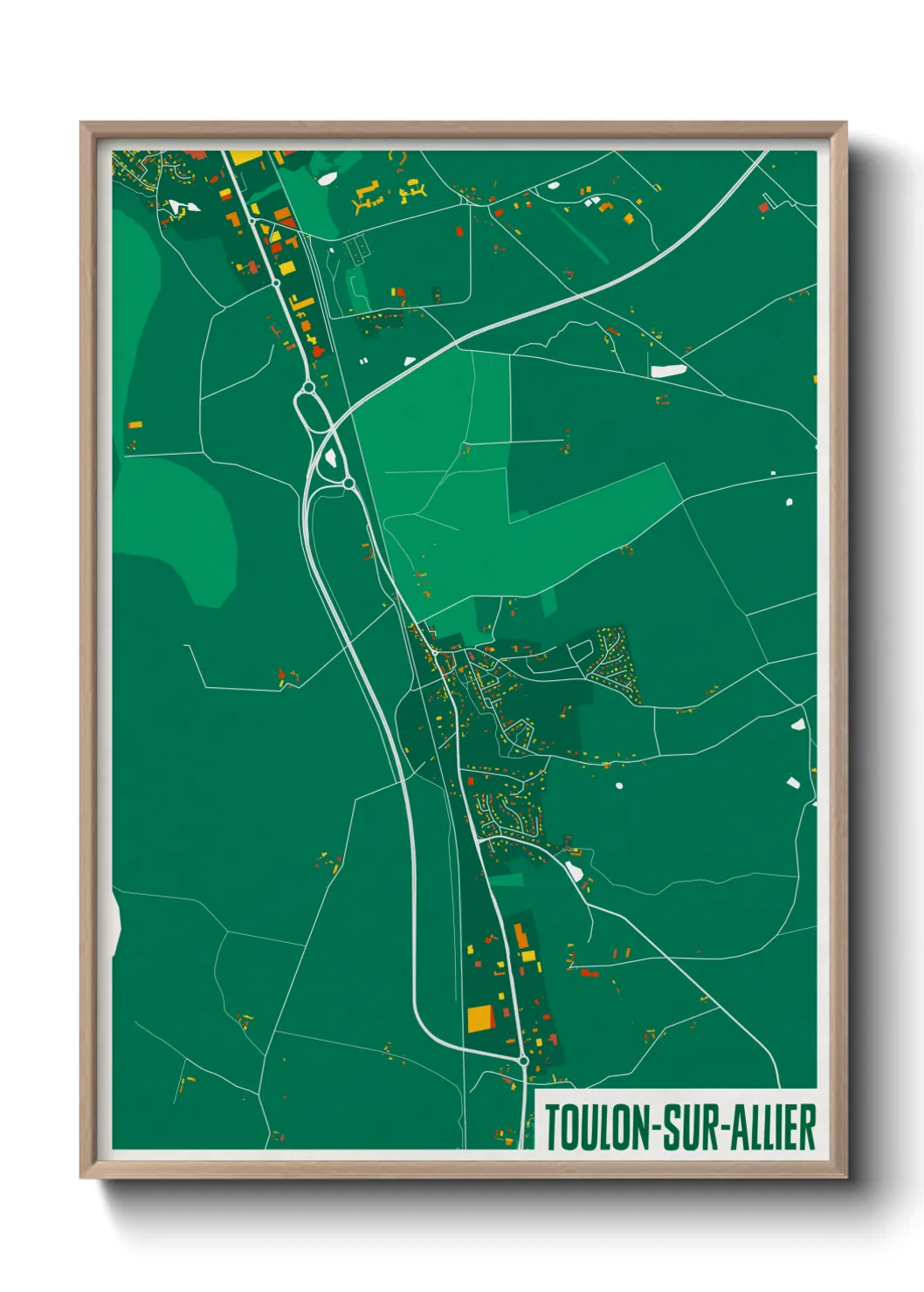 Une affiche de carte sur Toulon-sur-Allier