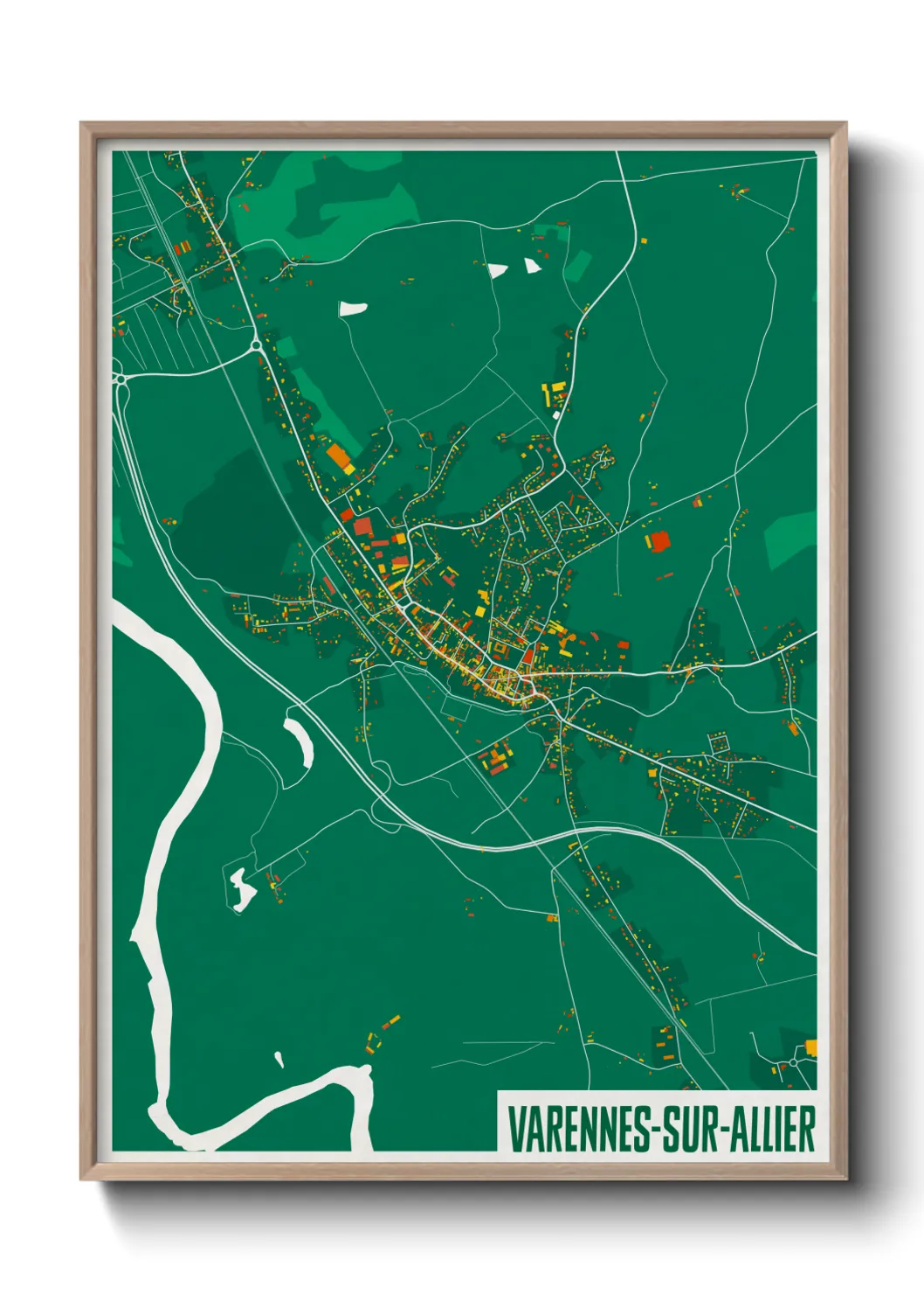 Une affiche de carte sur Varennes-sur-Allier