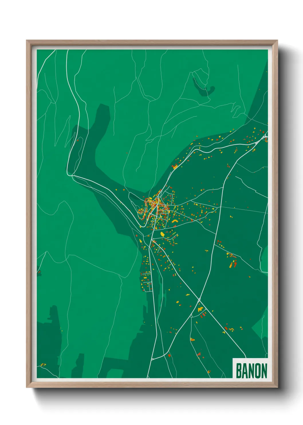 Une affiche de carte sur Banon