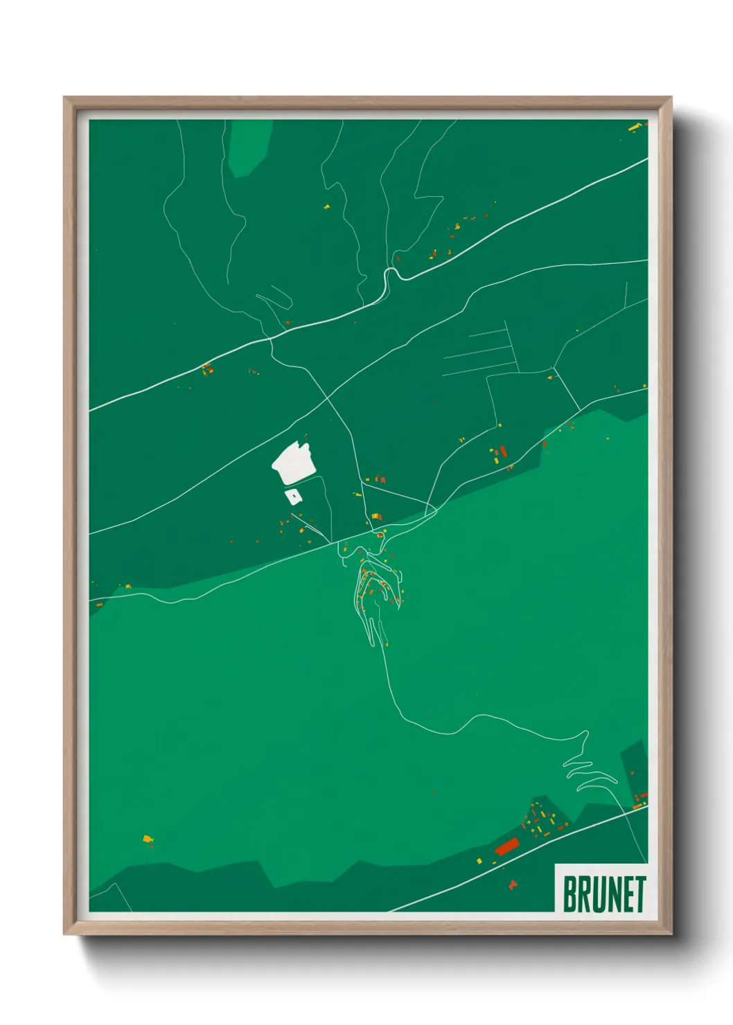 Une affiche de carte sur Brunet